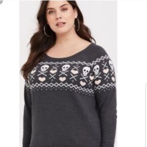 Torrid Gray Skull Fair Isle Sweater size 5